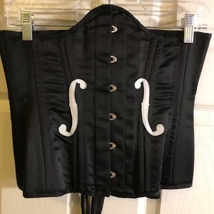 Black satin violin underbust corset